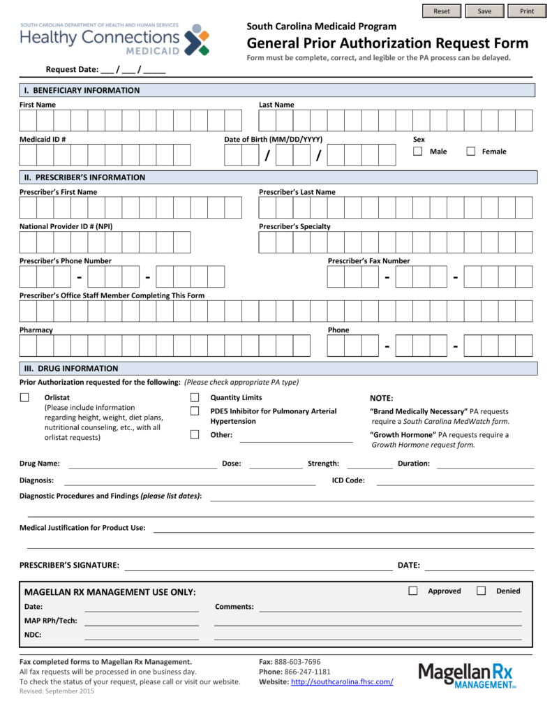 Free South Carolina Medicaid Prior Authorization Form PDF EForms