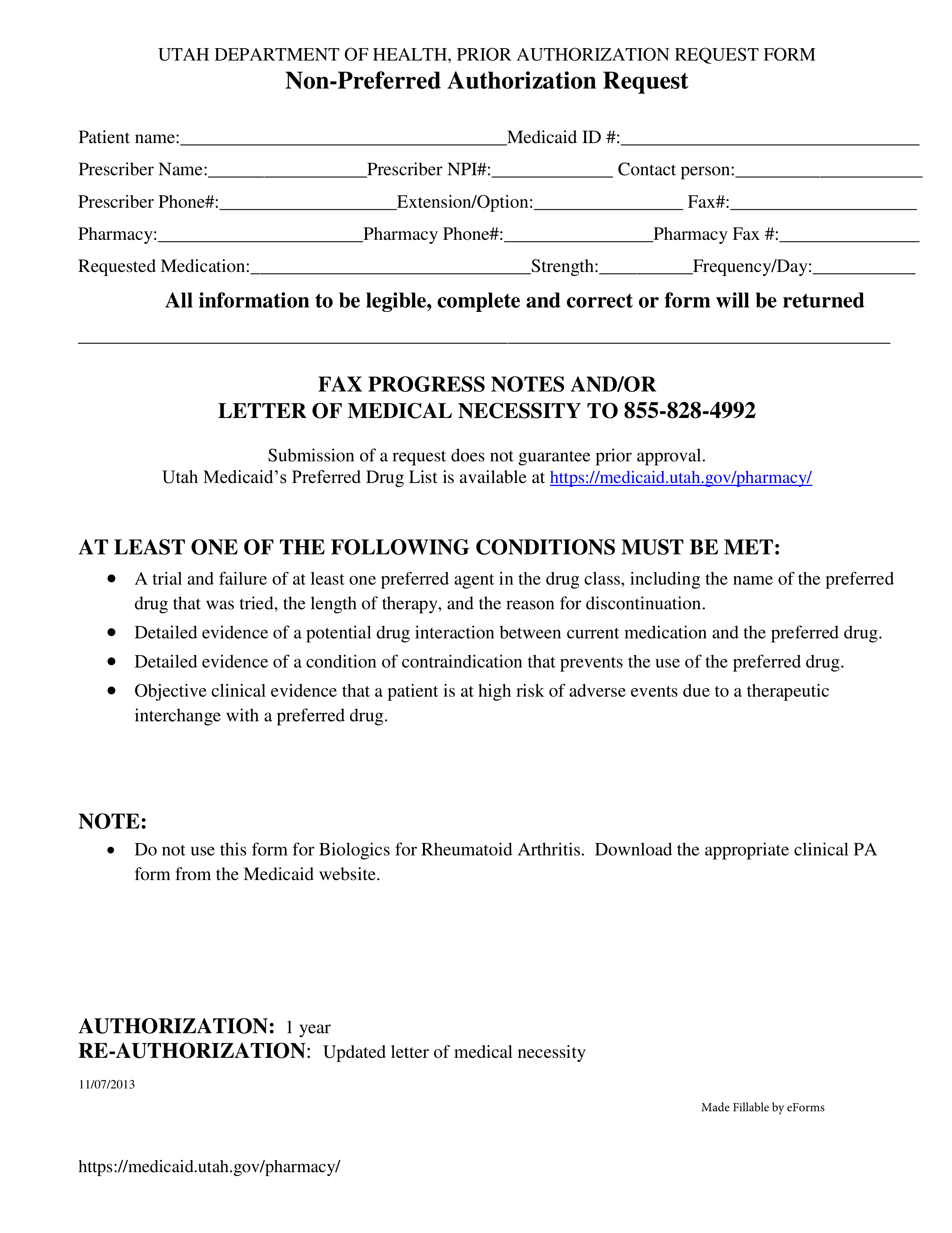Utah Medicaid Prior Authorization Form