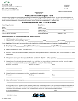 Vermont Medicaid Prior Authorization Form