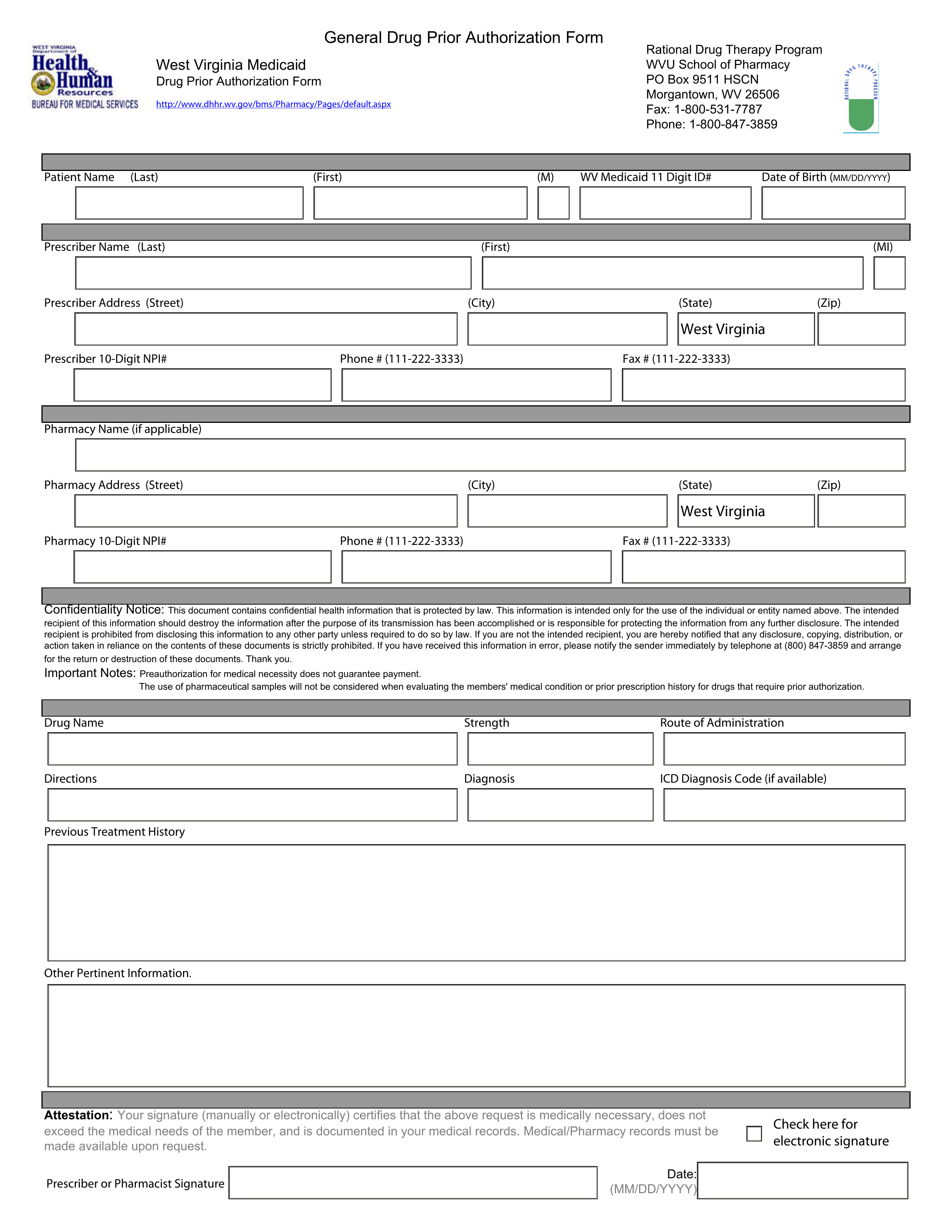 Free West Virginia Medicaid Prior (Rx) Authorization Form ...