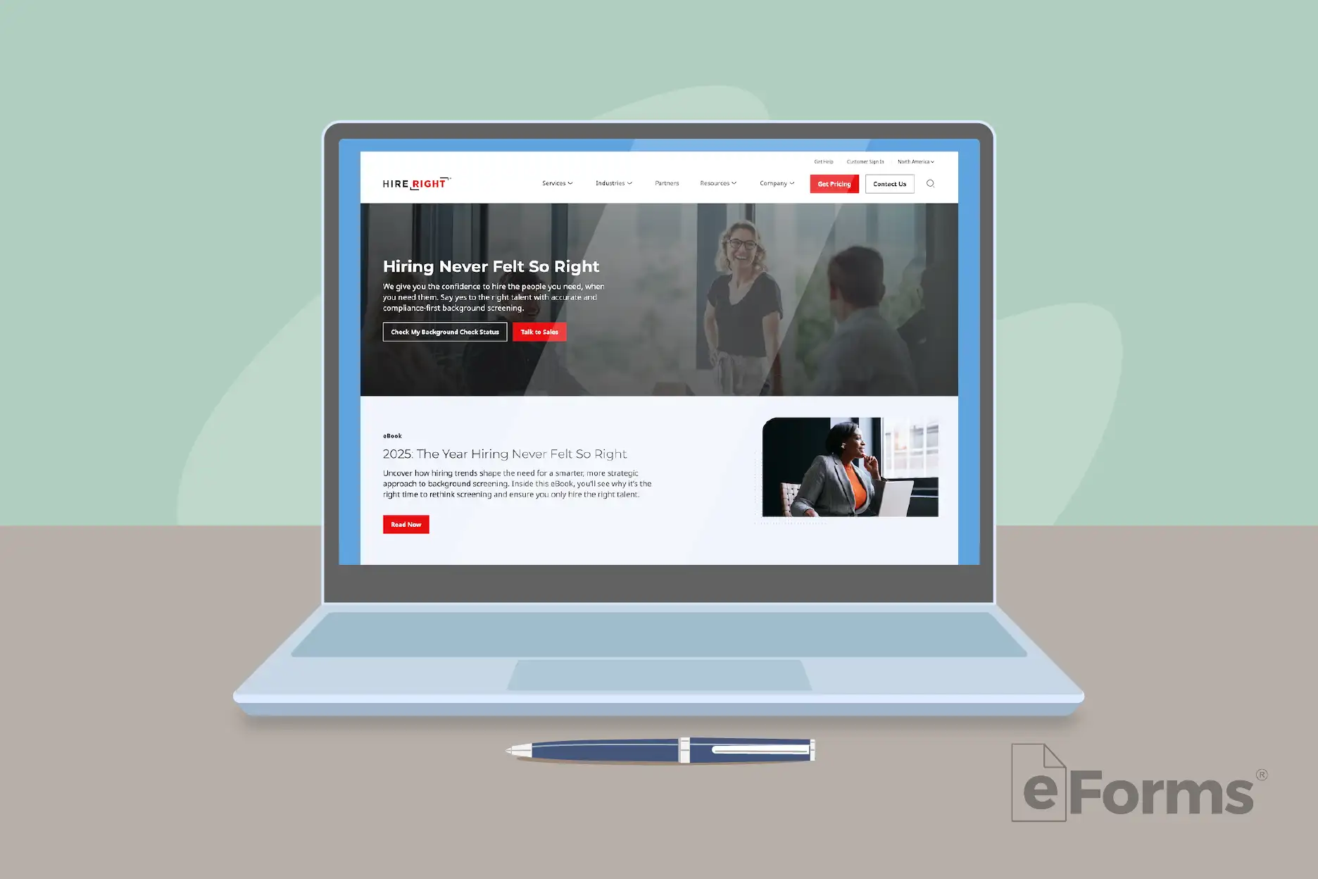 Laptop with background check website displayed.