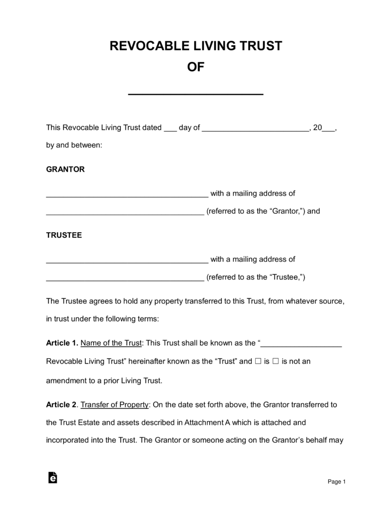 Living Trust Form Template Sample 8