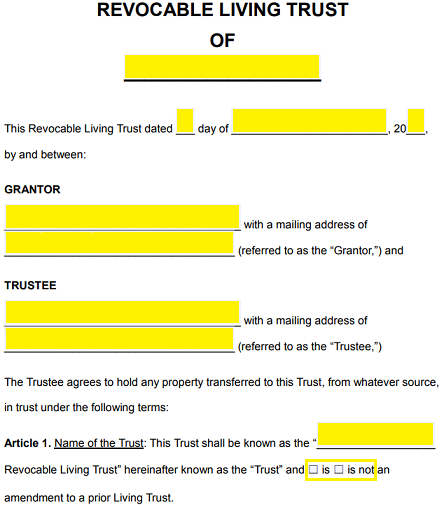 Free Wyoming Revocable Living Trust Form Pdf Word Eforms Vrogue   General Revocable Trust Form 1 