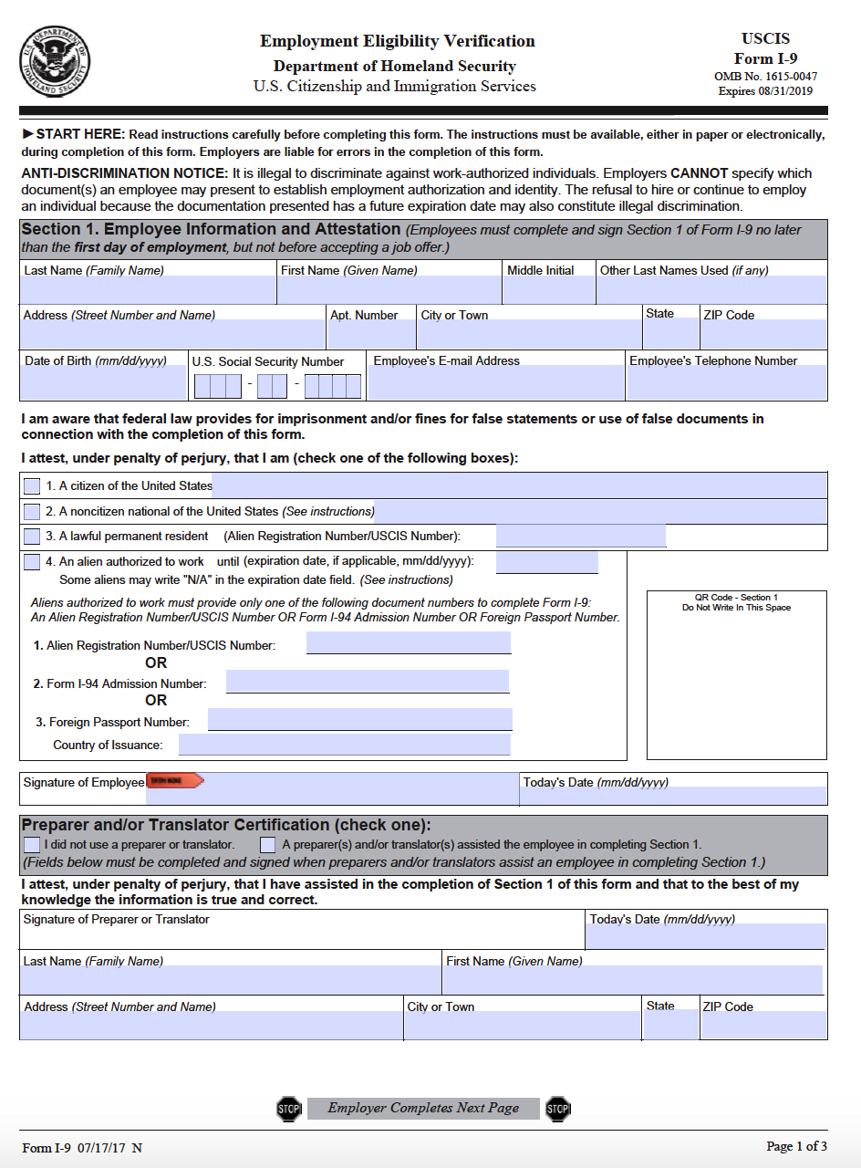 form i-9 pdf
 USCIS FORM I-9 – Employment Eligibility Verification ...