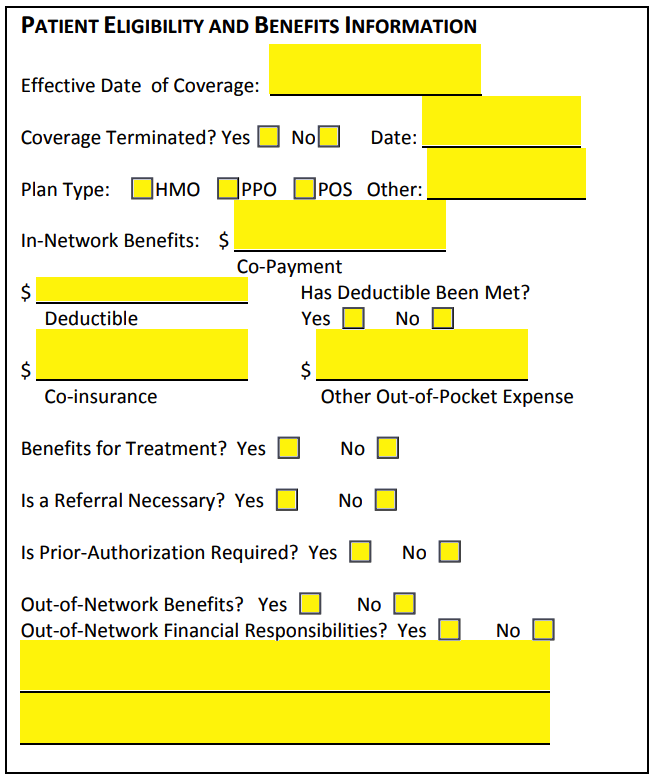 Free Medical Health Insurance Verification Form Pdf Eforms 3773