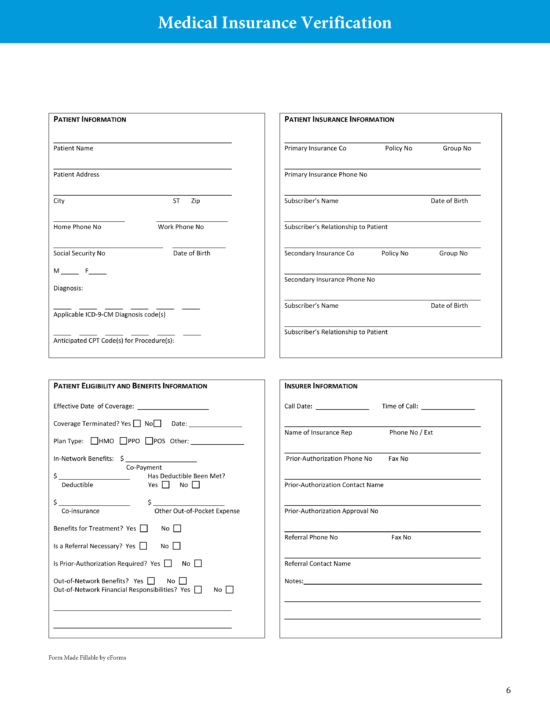free-medical-health-insurance-verification-form-pdf-eforms