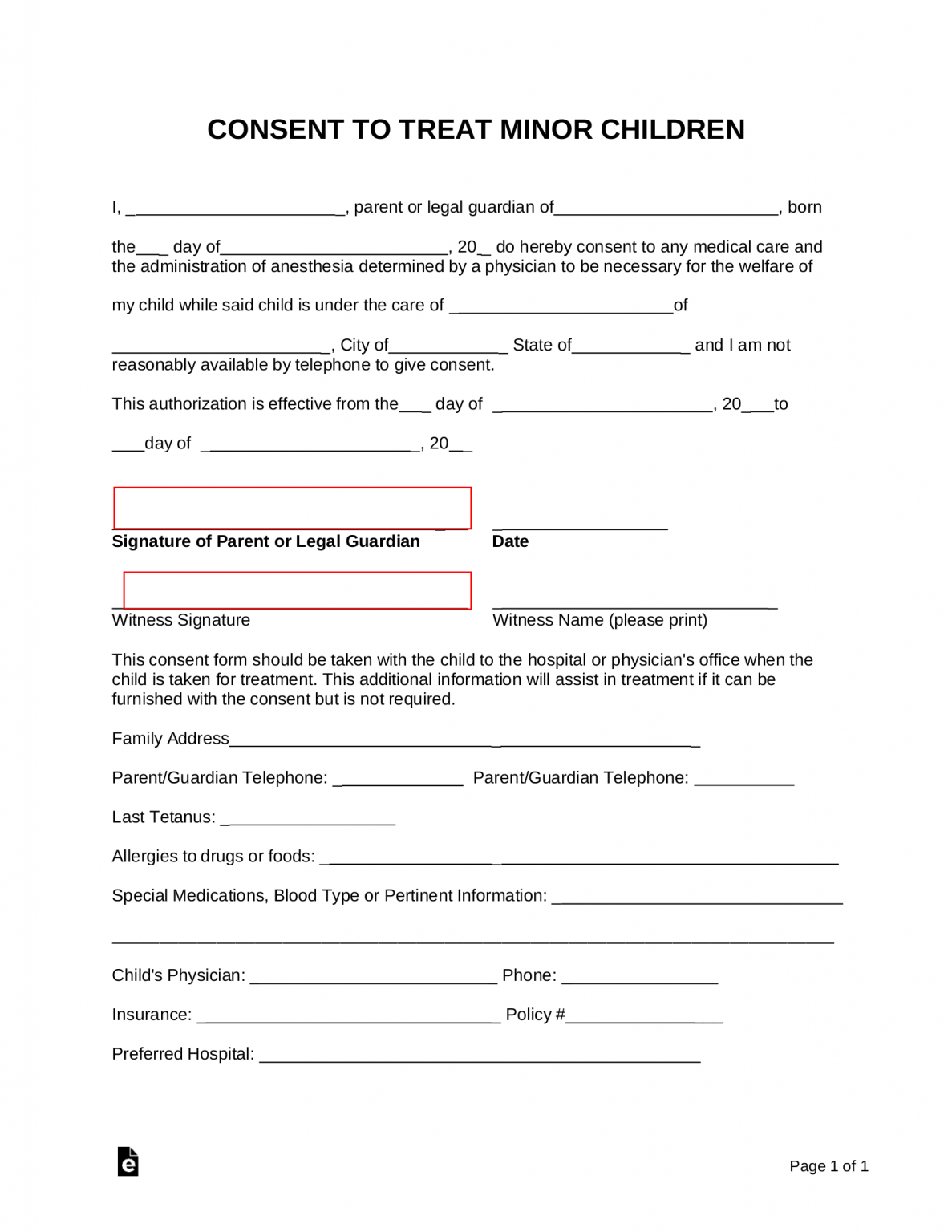 state department travel consent form