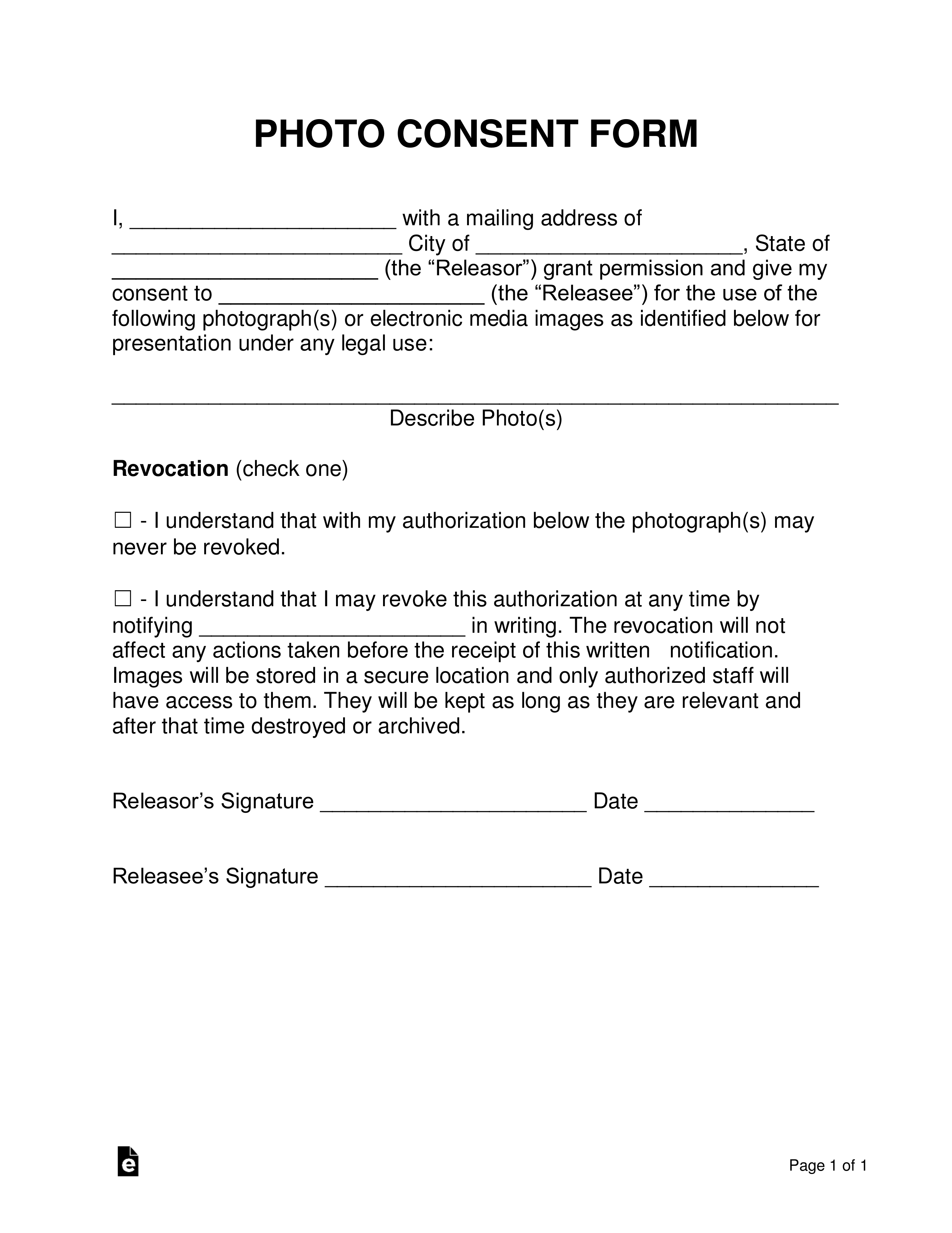 Photo Consent Form