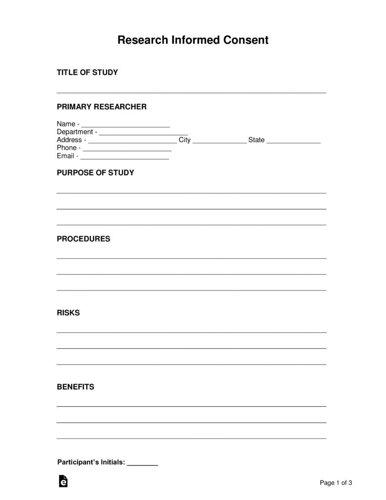 informed consent form sample for research