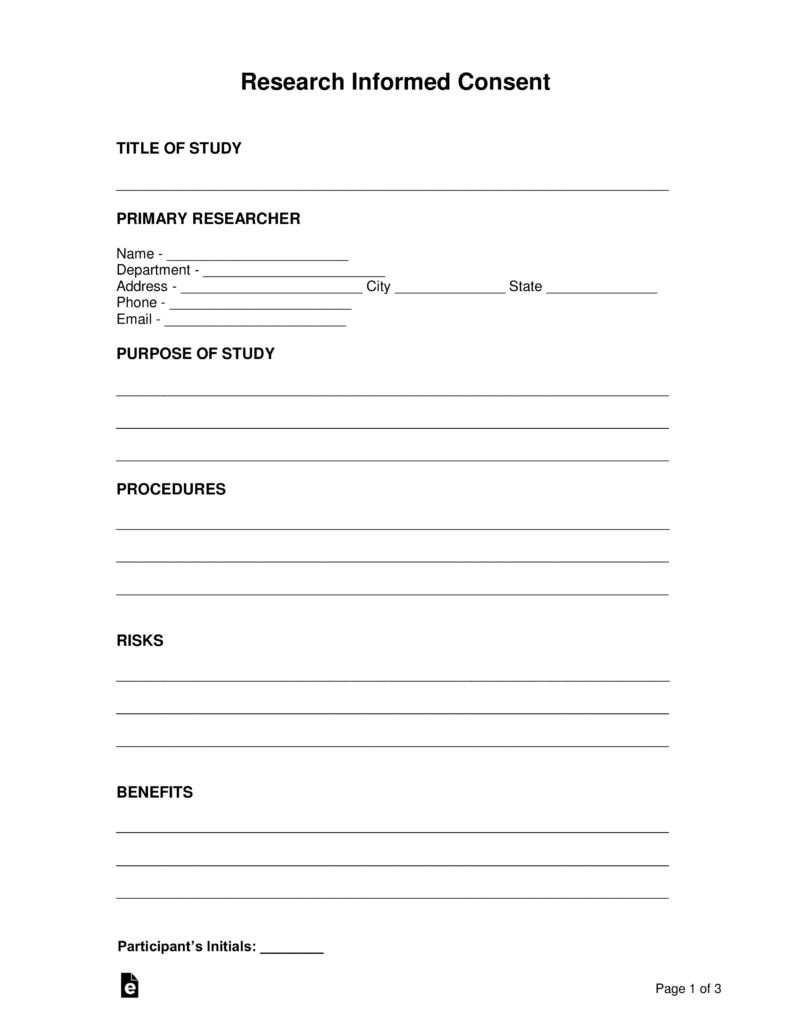 Free Research Informed Consent Form Word PDF EForms