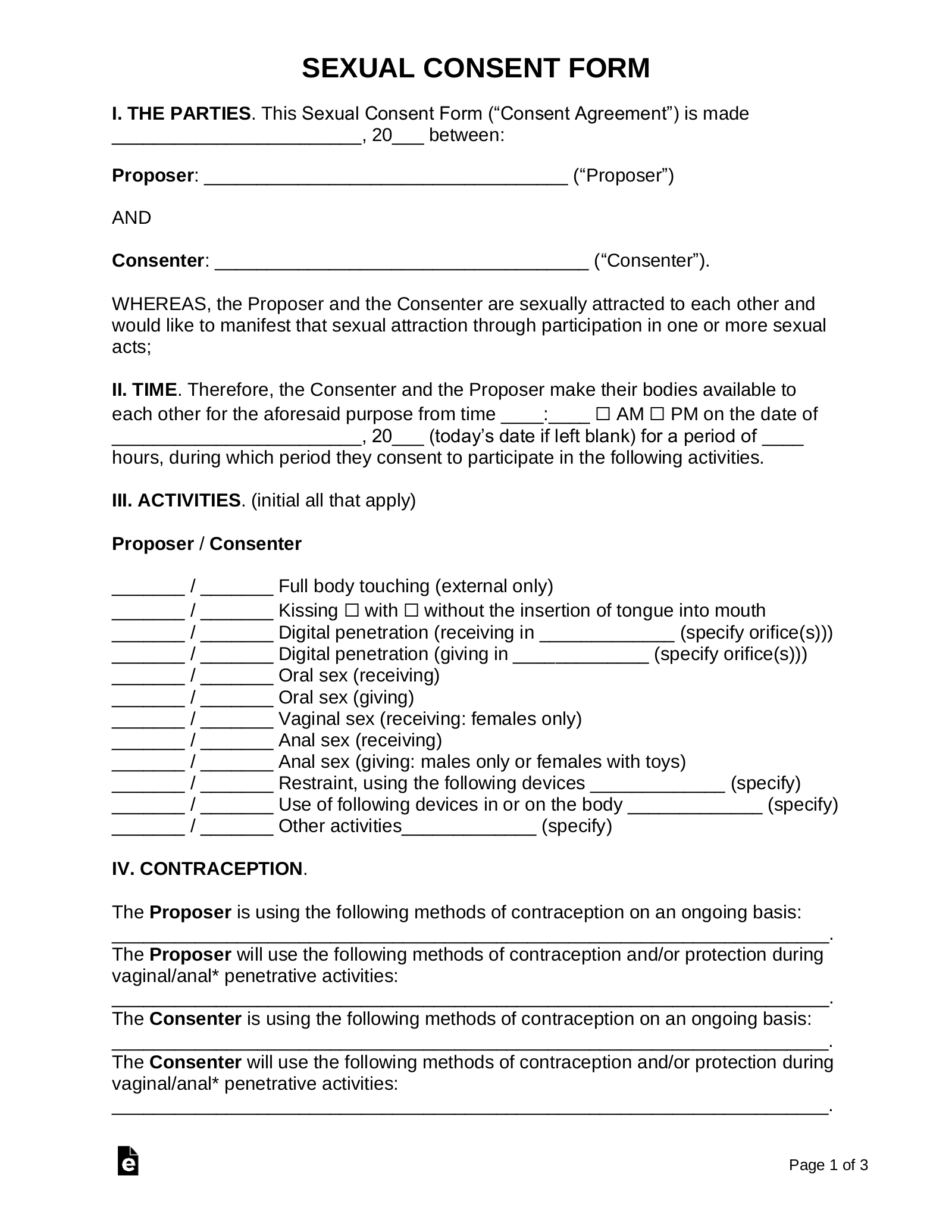 Example marriage sex contract Getting Married