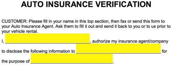 Free Auto Insurance Verification Letter Pdf Word Eforms