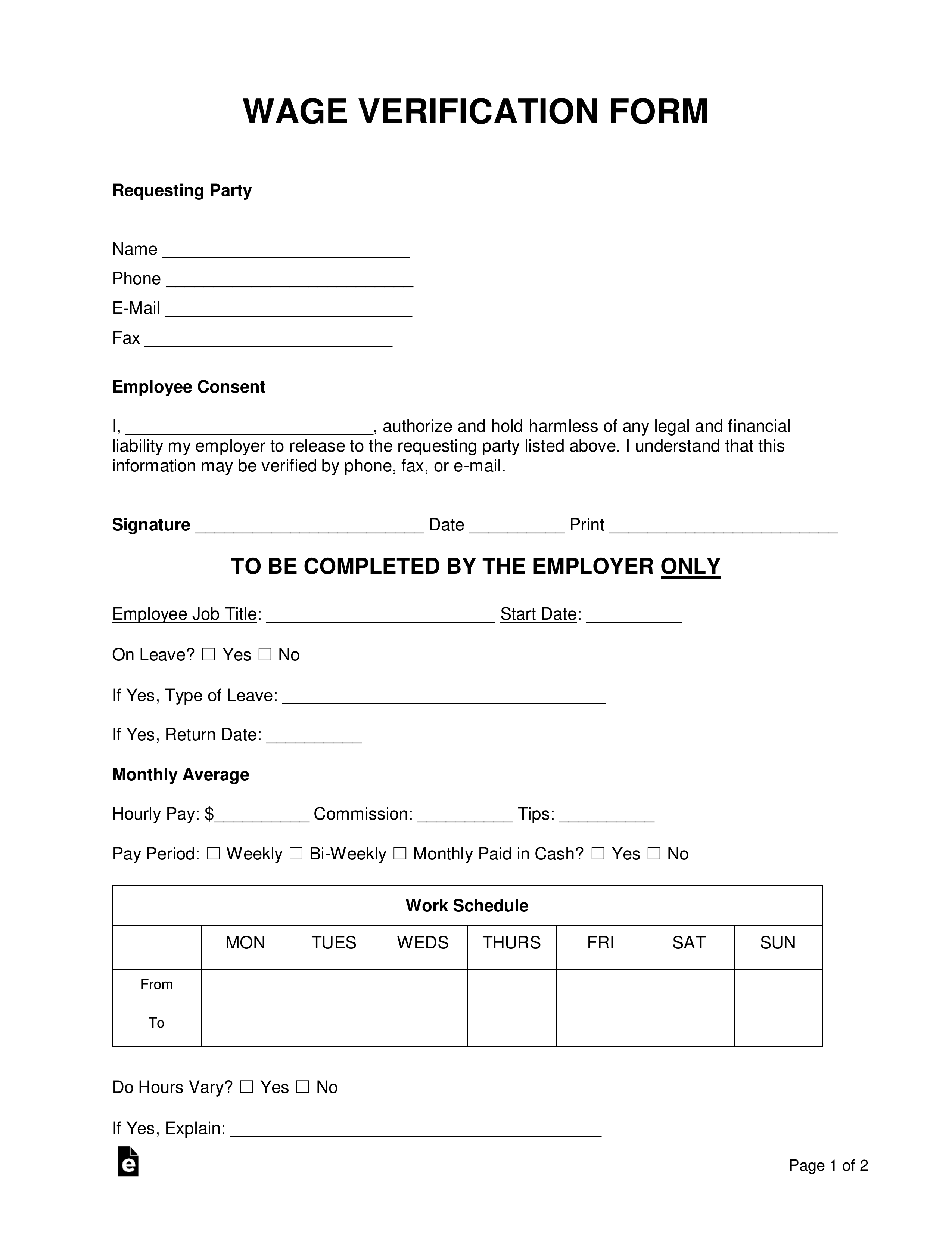 Printable Lost Wages Form Master of Documents