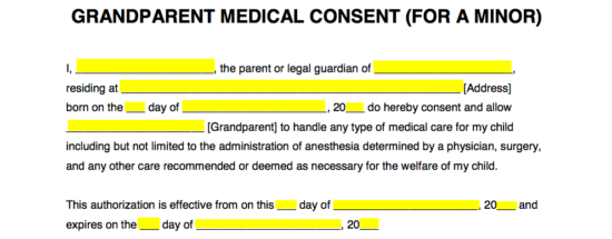 Grandparents’ Medical Consent Form – Minor (Child) – eForms