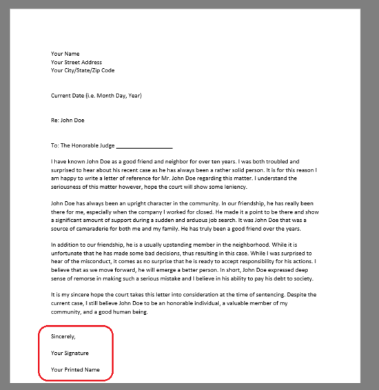 How To End A Reference Letter Sample