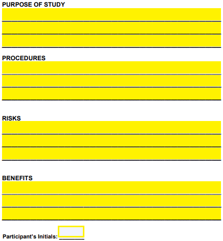 consent form for participants in research