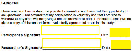 sample consent form for participation in research