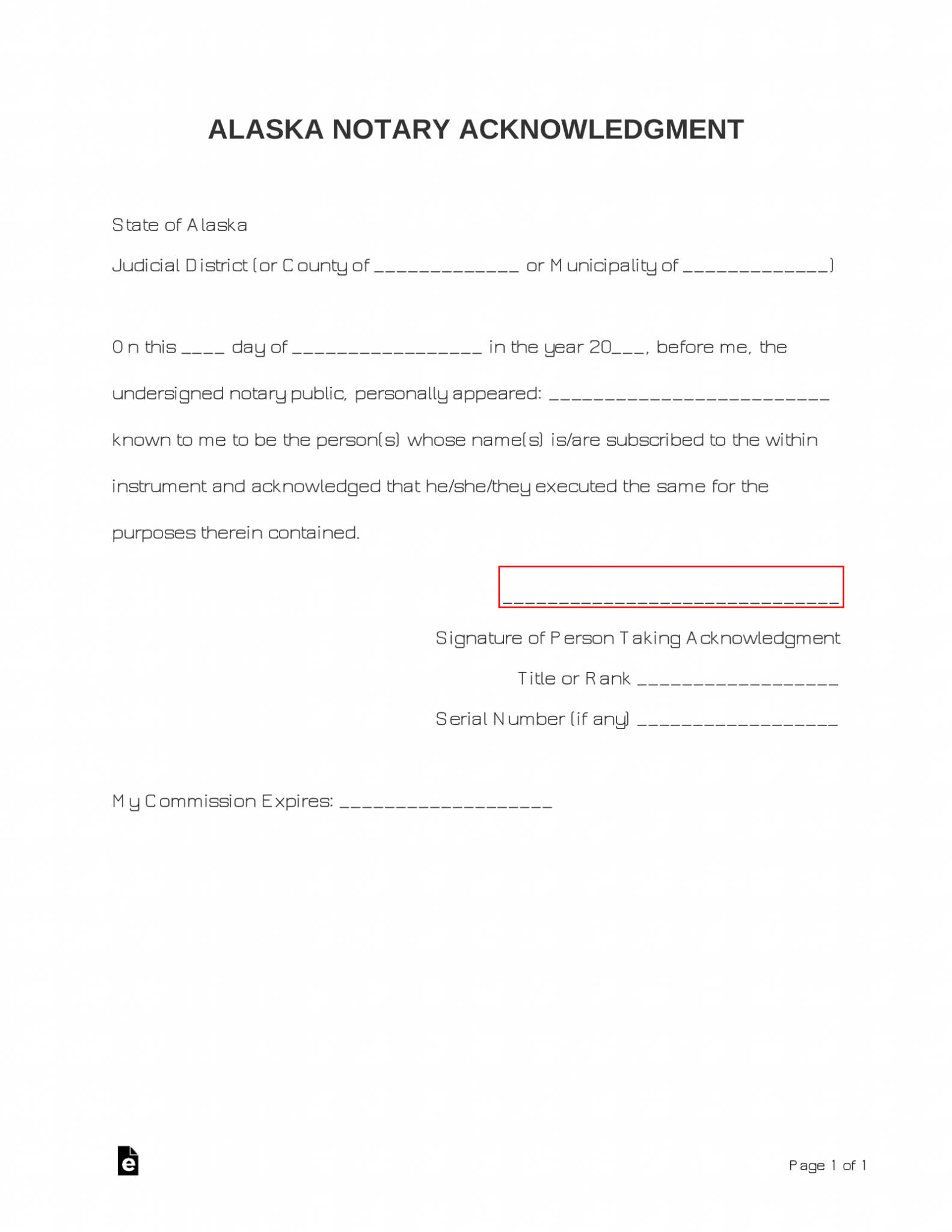 Free Alaska Notary Acknowledgment Form PDF Word eForms