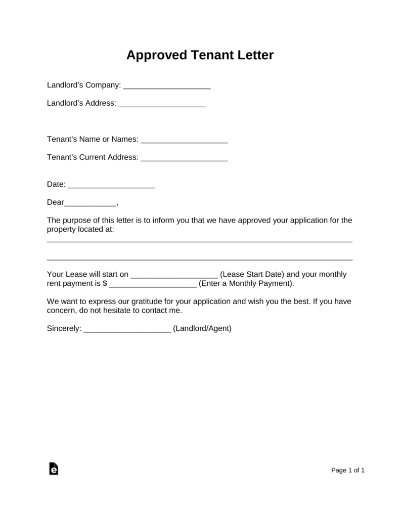 Free Rental Application Approval Letter PDF Word EForms Free 