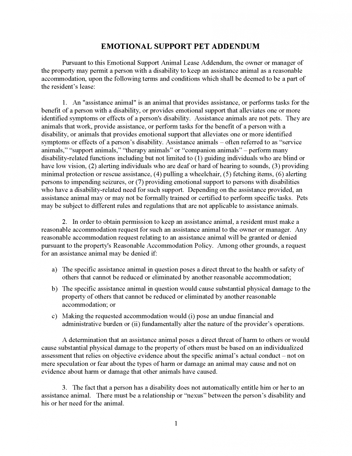 Free Pet Addendum to Lease PDF Word eForms