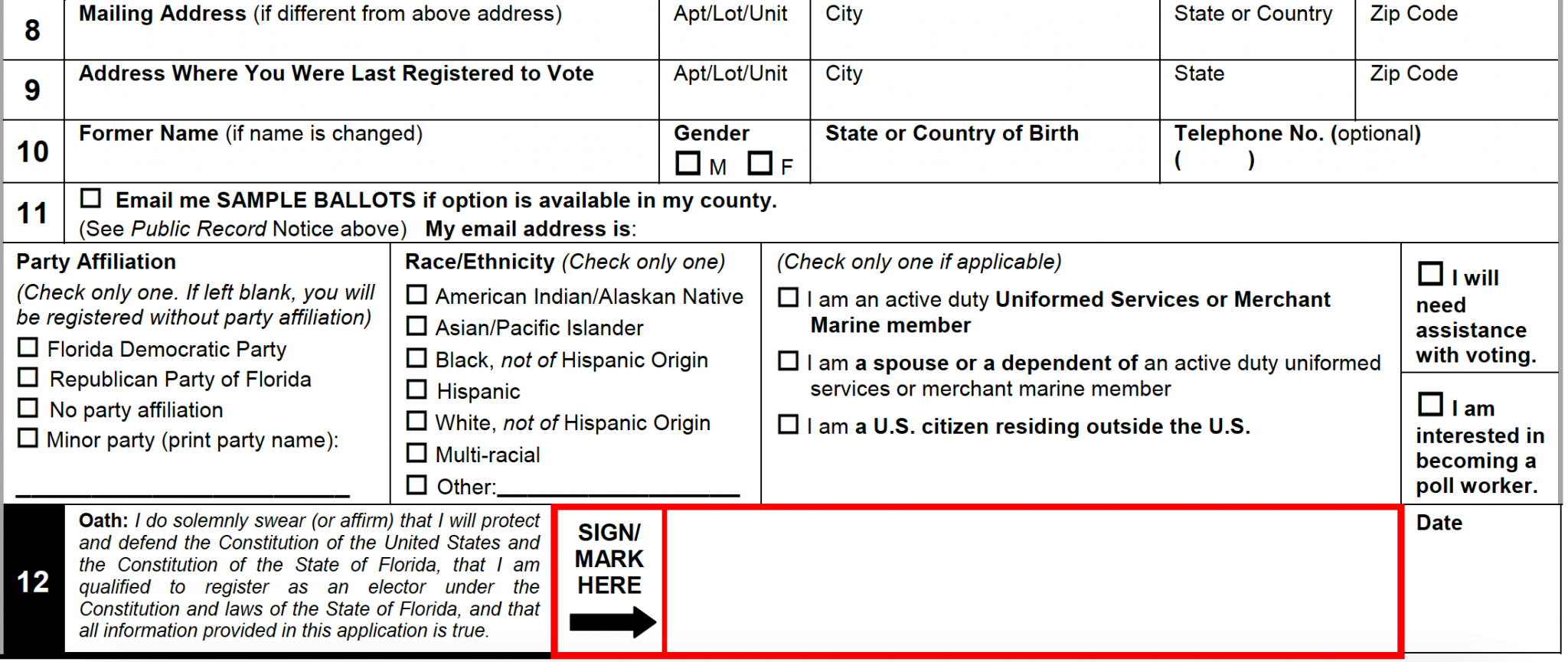 Free Florida Voter Registration Form Register to Vote in FL PDF