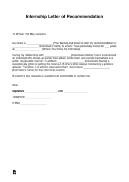 Recommendation Letter for Internship – with Samples