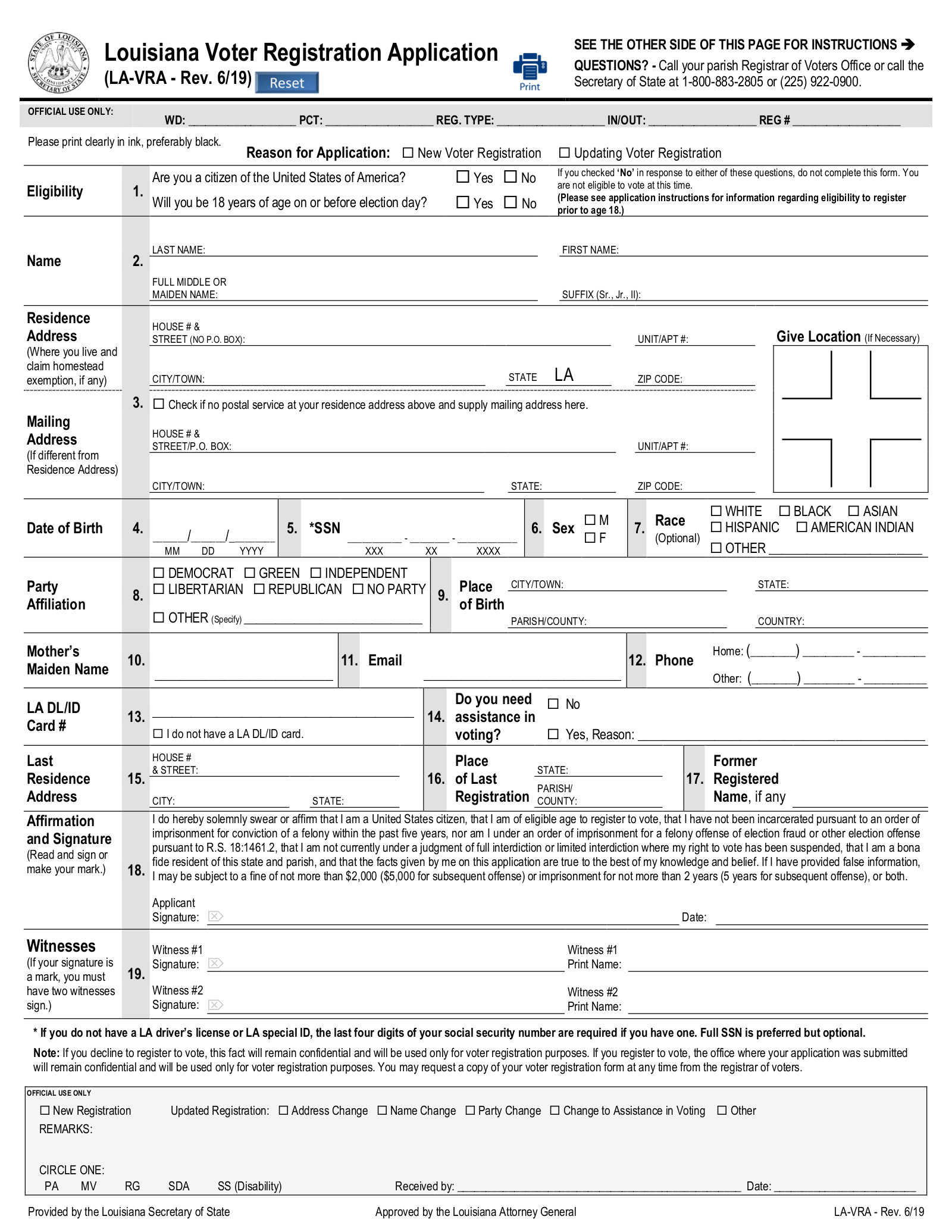 Louisiana Voter Registration Form – Register to Vote in LA