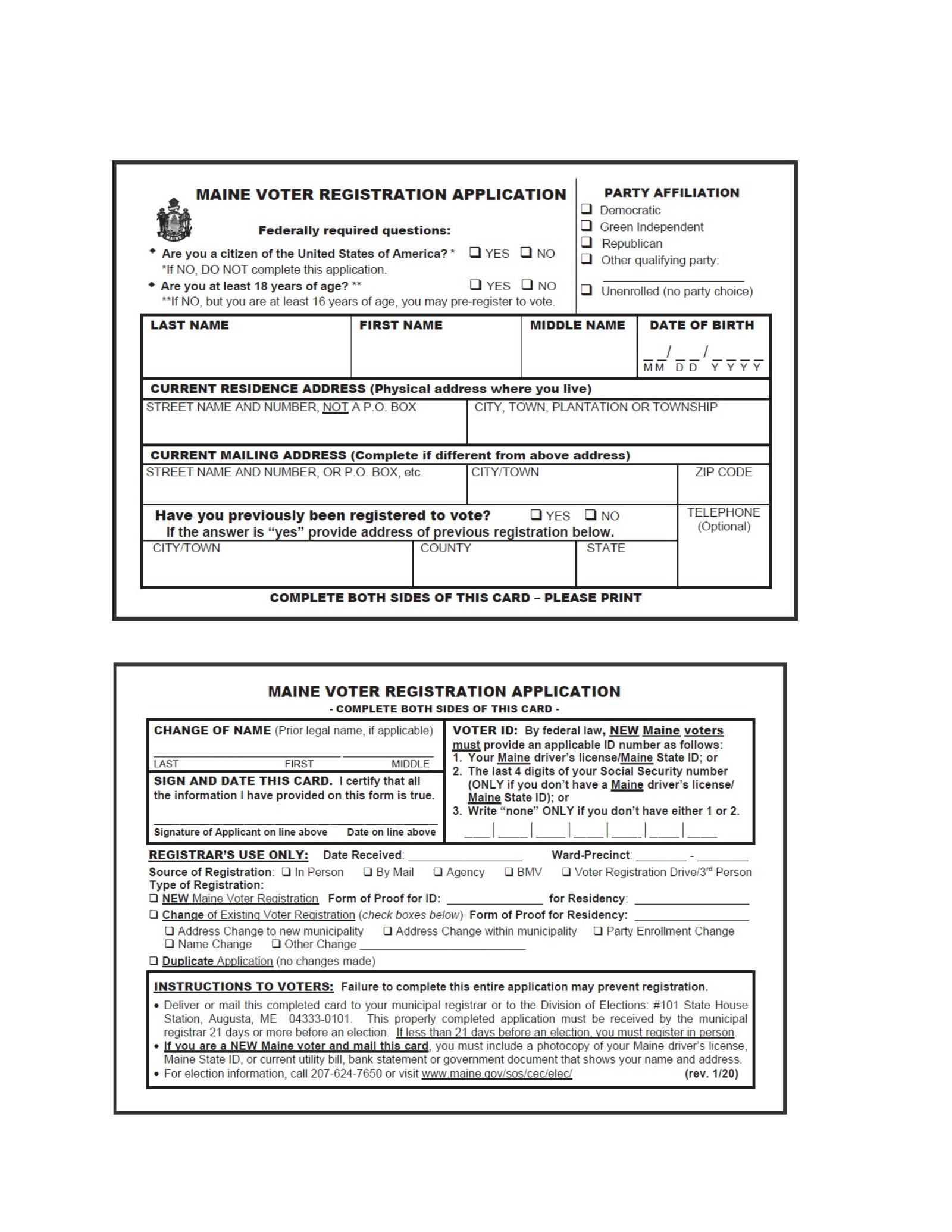 Maine Voter Registration Form – Register to Vote in ME