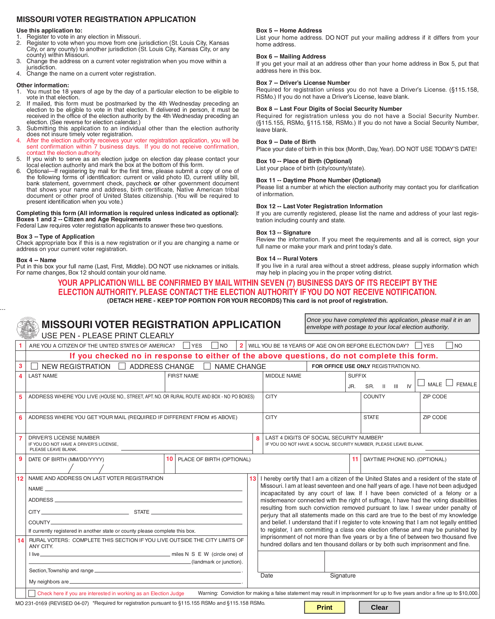 Missouri Voter Registration Form – Register to Vote in MO
