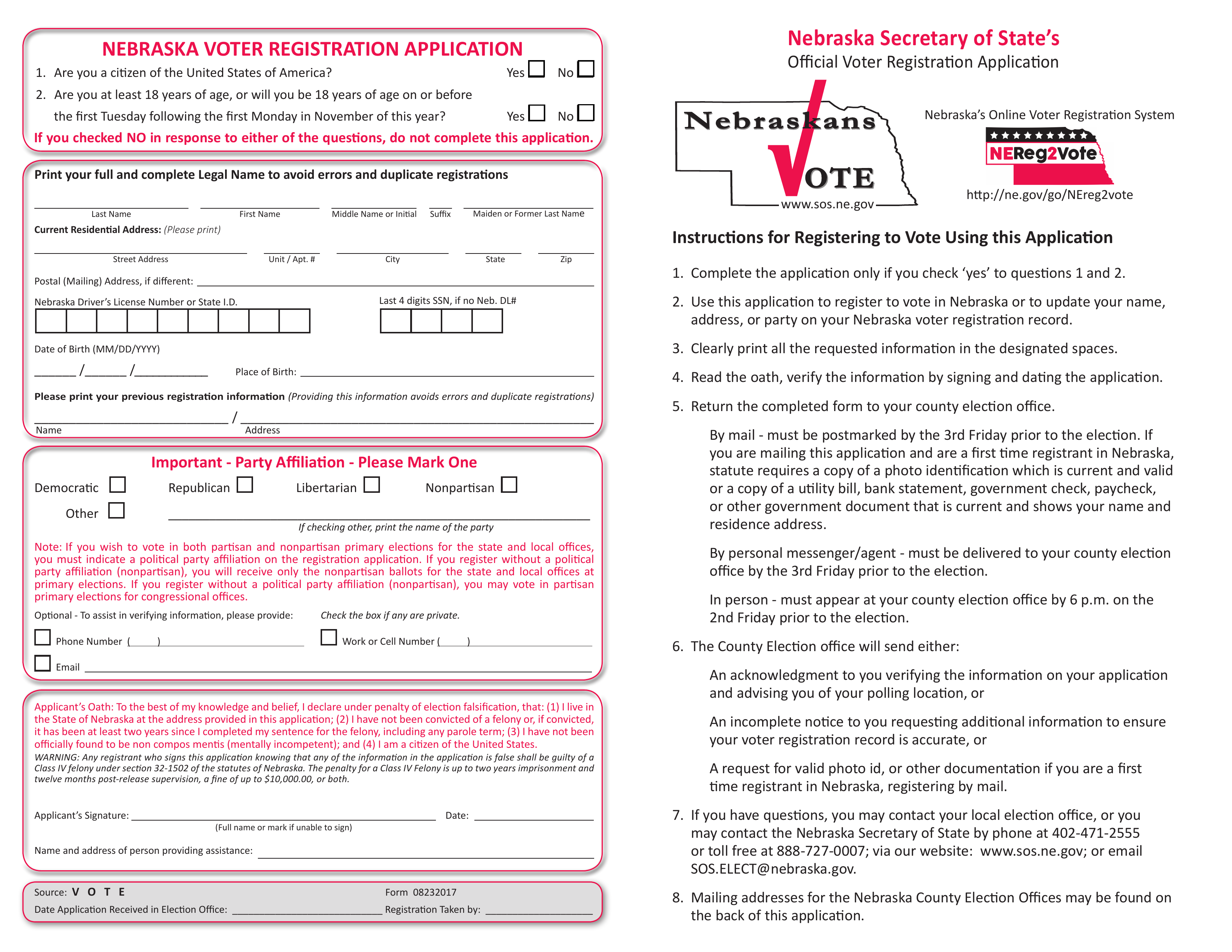 Nebraska Voter Registration Form – Register to Vote in NE