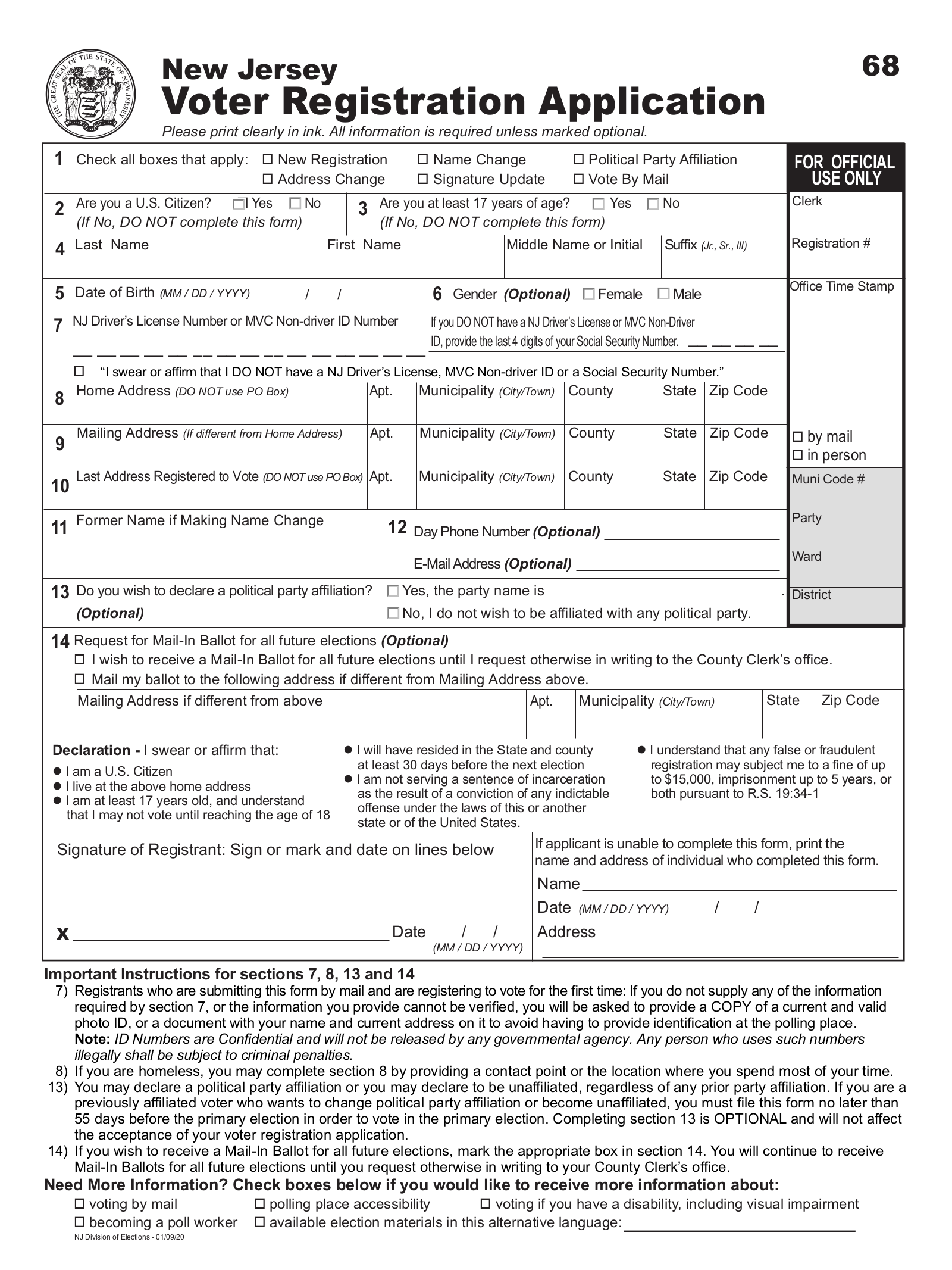 Free New Jersey Voter Registration Form – Register to Vote in NJ
