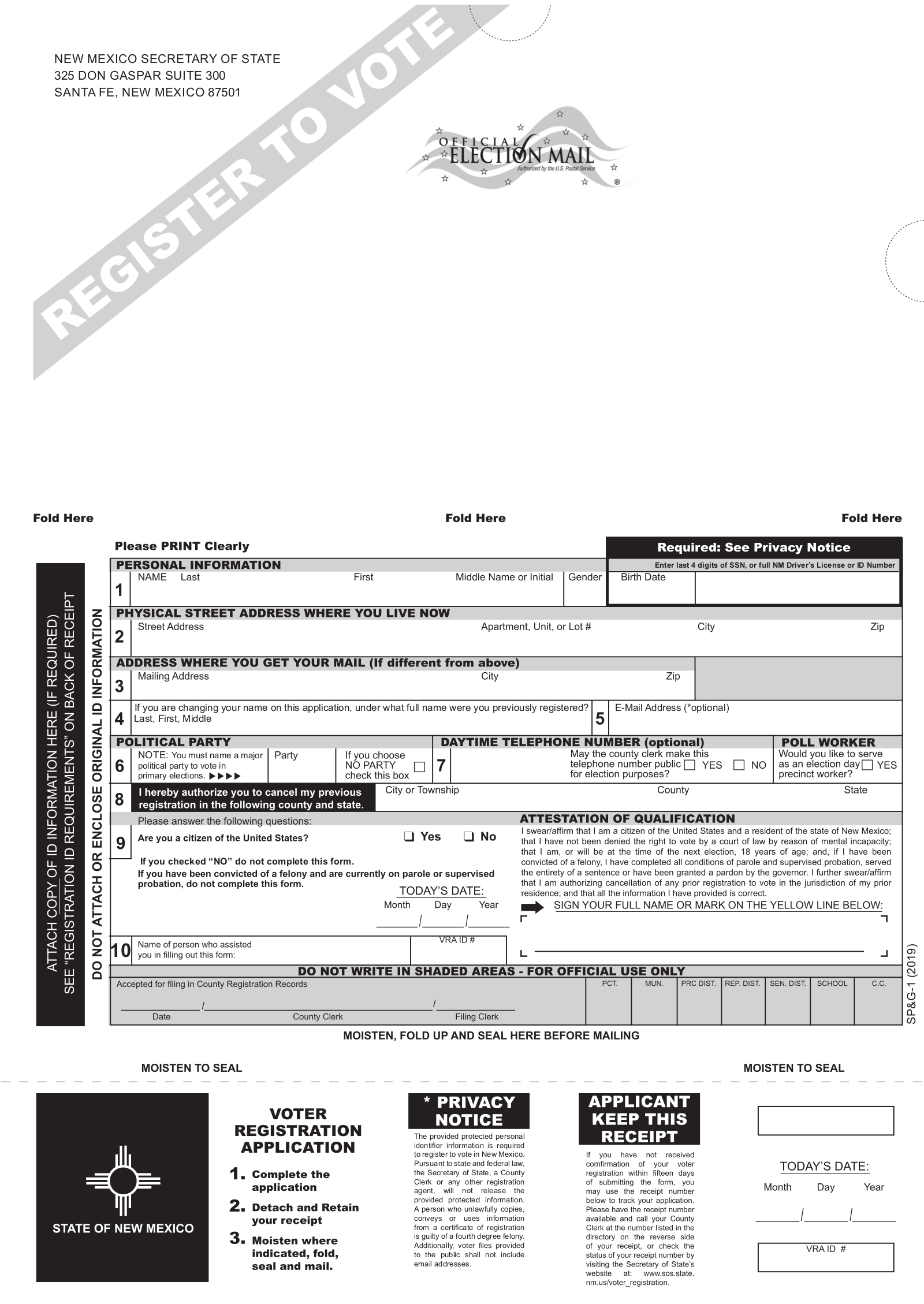 Free New Mexico Voter Registration Form – Register to Vote in NM - PDF | eForms – Free Fillable ...