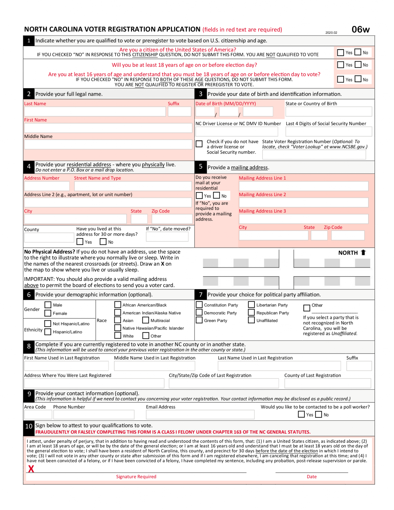 Free North Carolina Voter Registration Form Register To Vote In Nc Pdf Eforms 6510