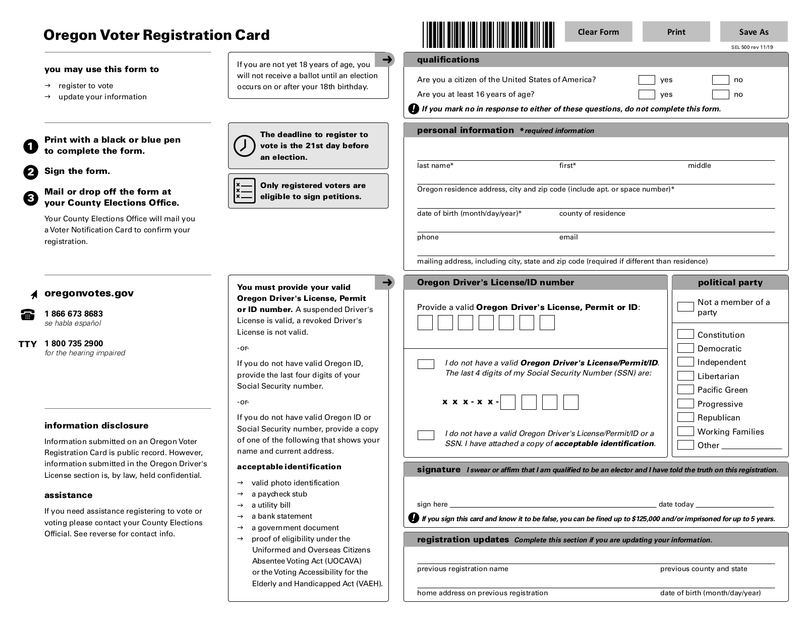Oregon Voter Registration Form – Register to Vote in OR