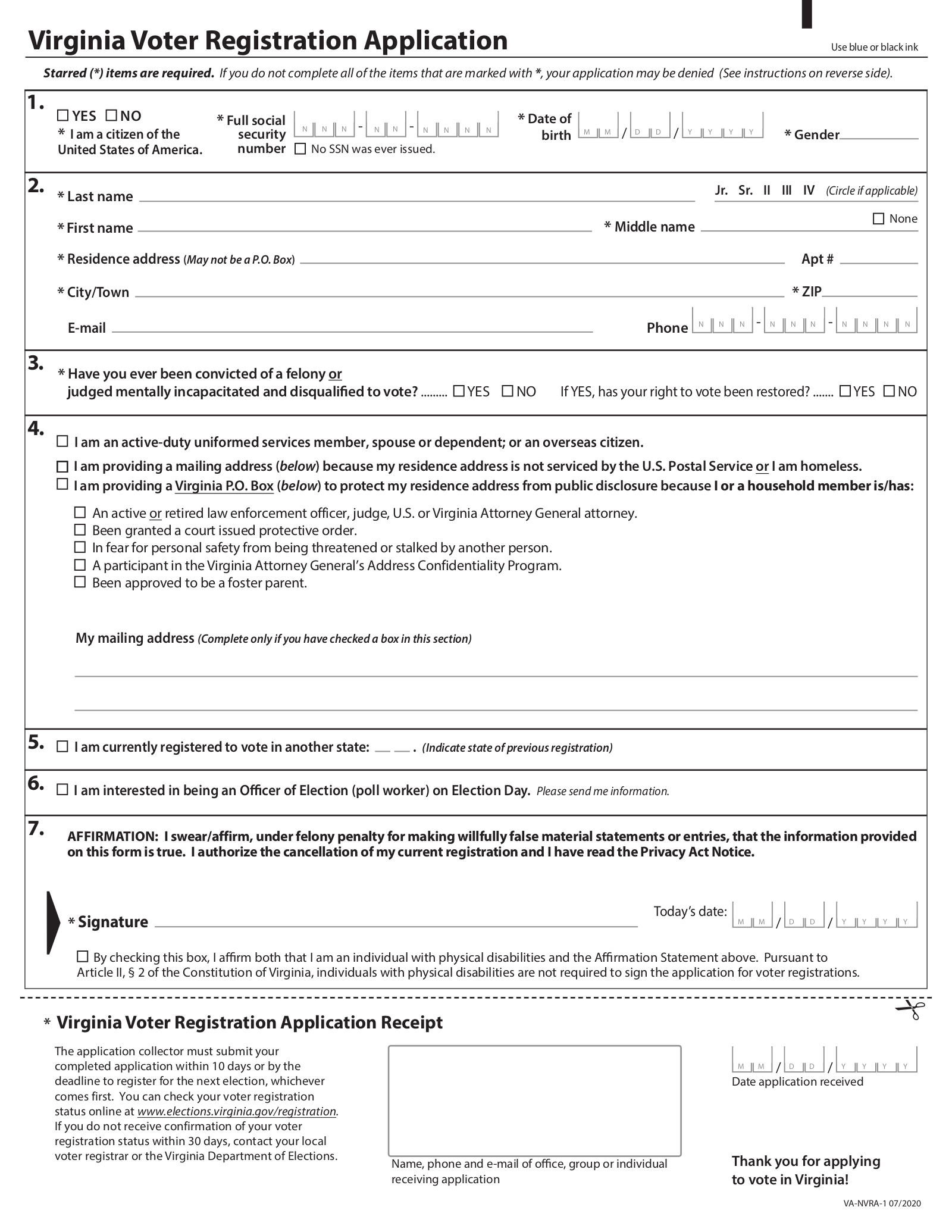 Virginia Voter Registration Form – Register to Vote in VA