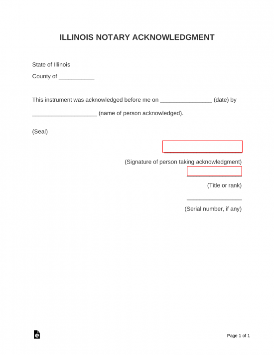 Free Illinois Notary Acknowledgment Form PDF Word eForms