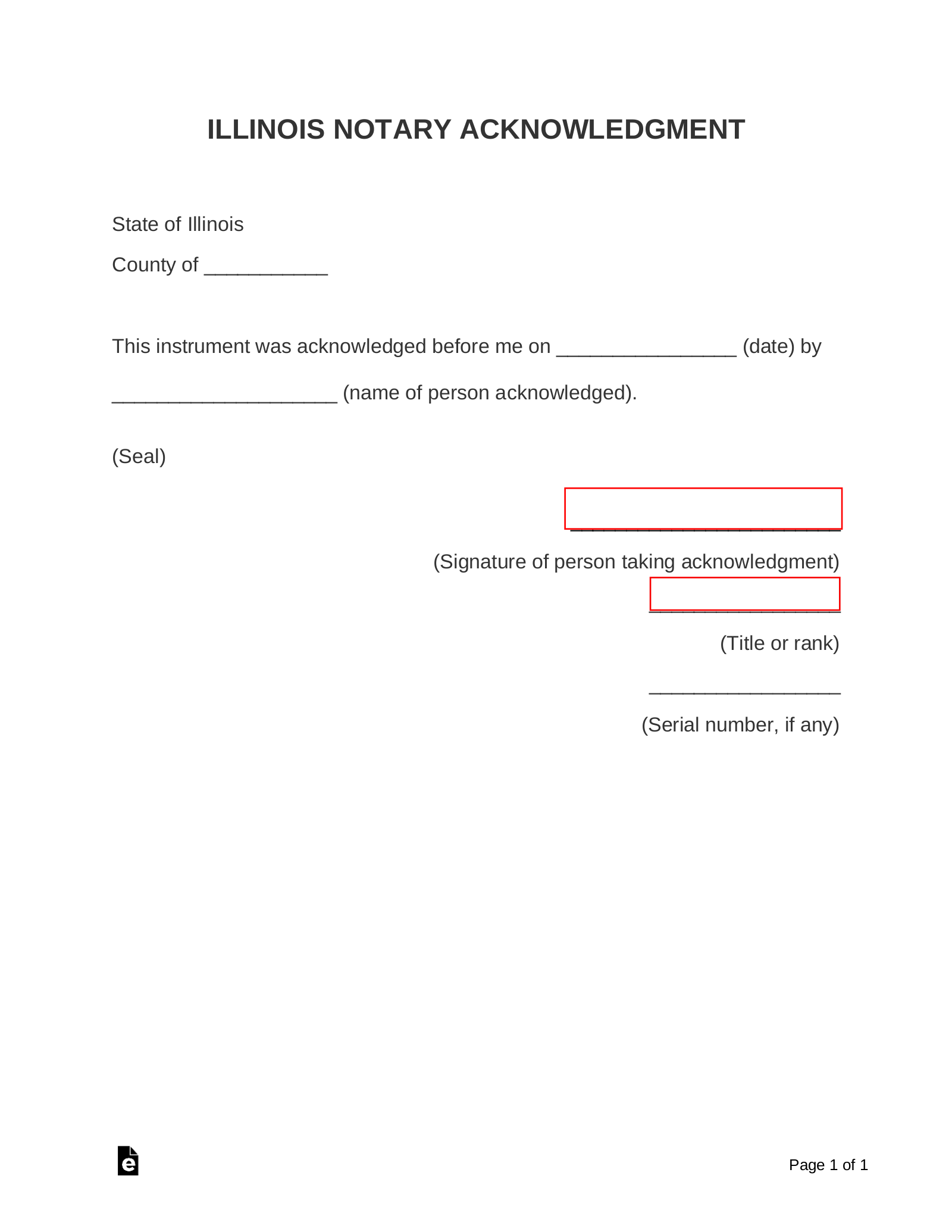 Illinois Notary Acknowledgment Form