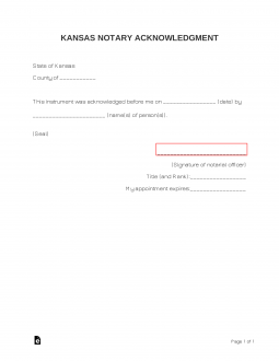 Kansas Notary Acknowledgment Form