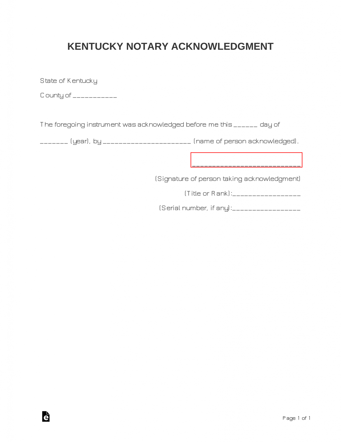 Free Kentucky Notary Acknowledgment Form - PDF | Word – eForms