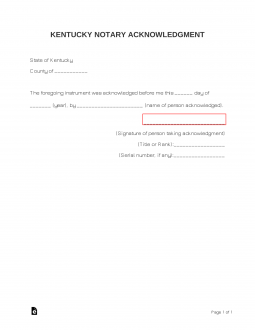 Kentucky Notary Acknowledgment Form