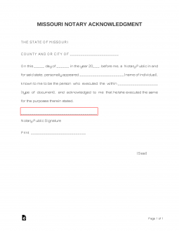 Missouri Notary Acknowledgment Form