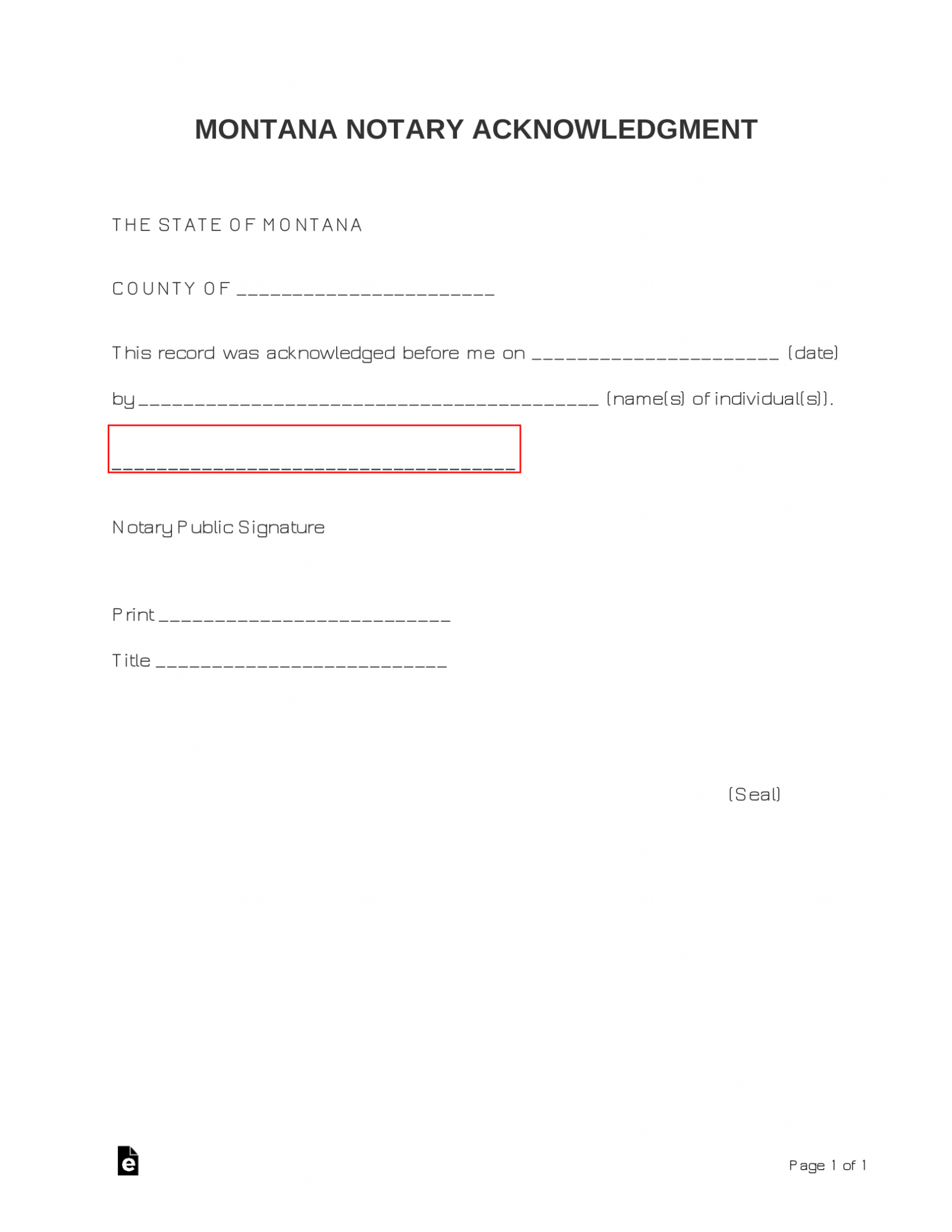 Free Montana Notary Acknowledgment Form Pdf Word Eforms Hot Sex Picture 0612