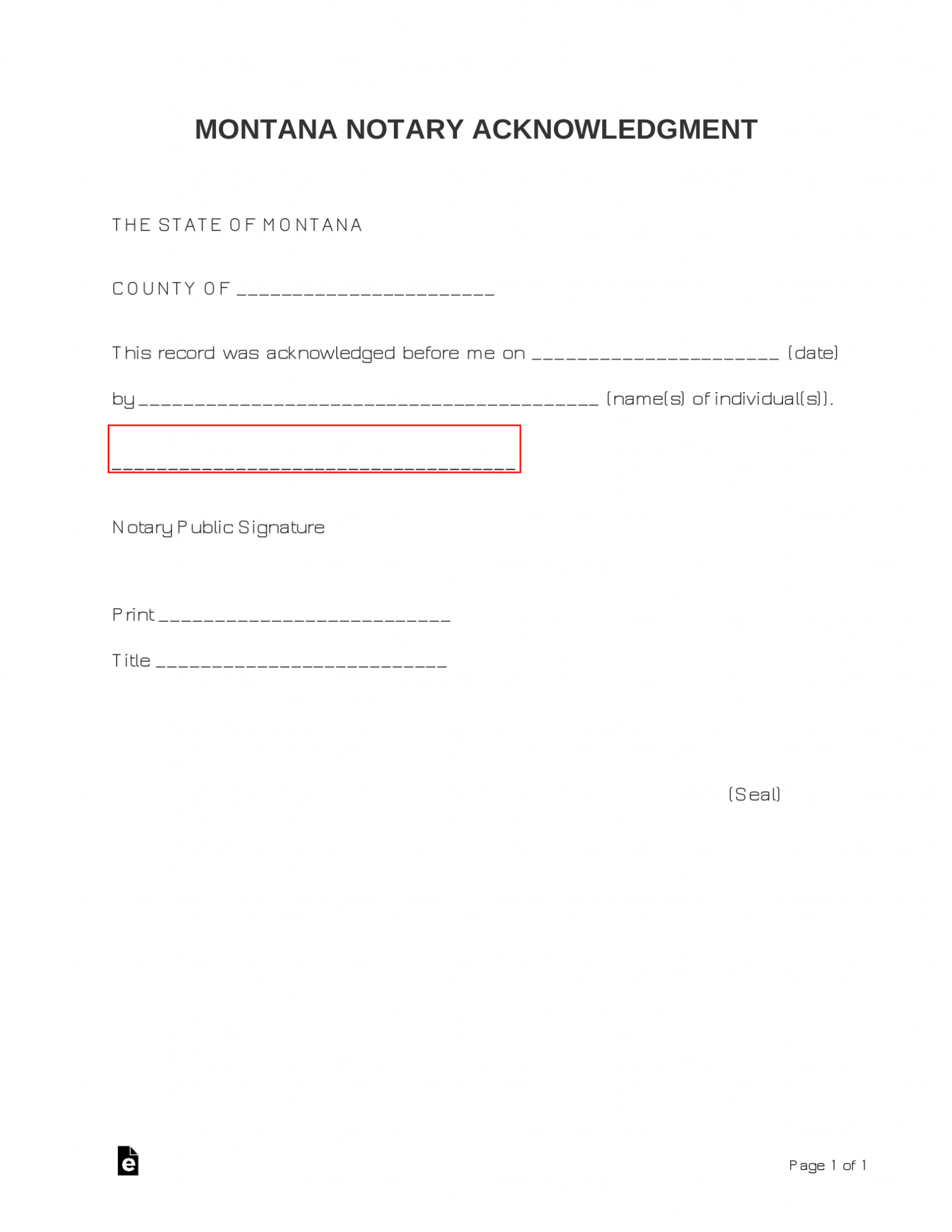 Free Montana Notary Acknowledgment Form Pdf Word Eforms Hot Sex Picture 8657