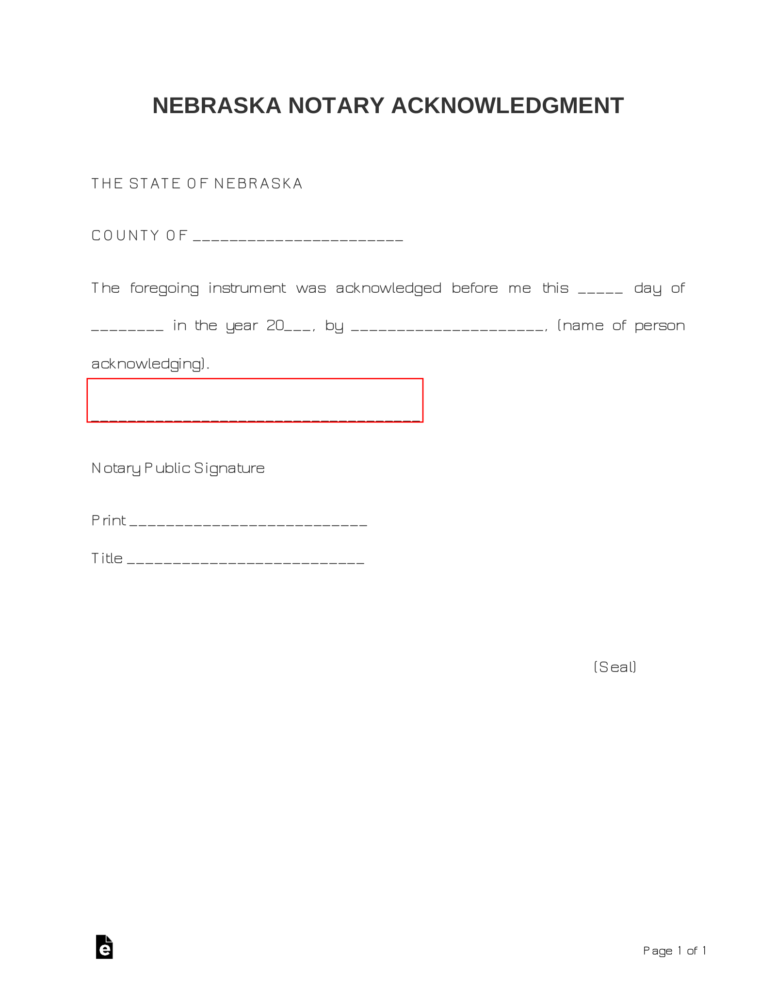 notary acknowledgement example