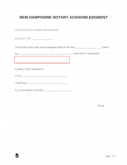 New Hampshire Notary Acknowledgment Form