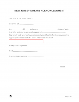 New Jersey Notary Acknowledgment Form