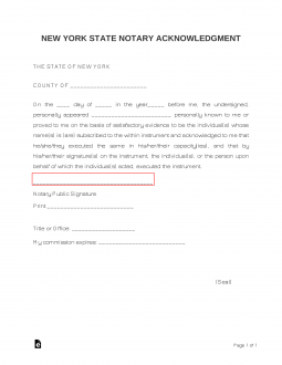 New York Notary Acknowledgment Form