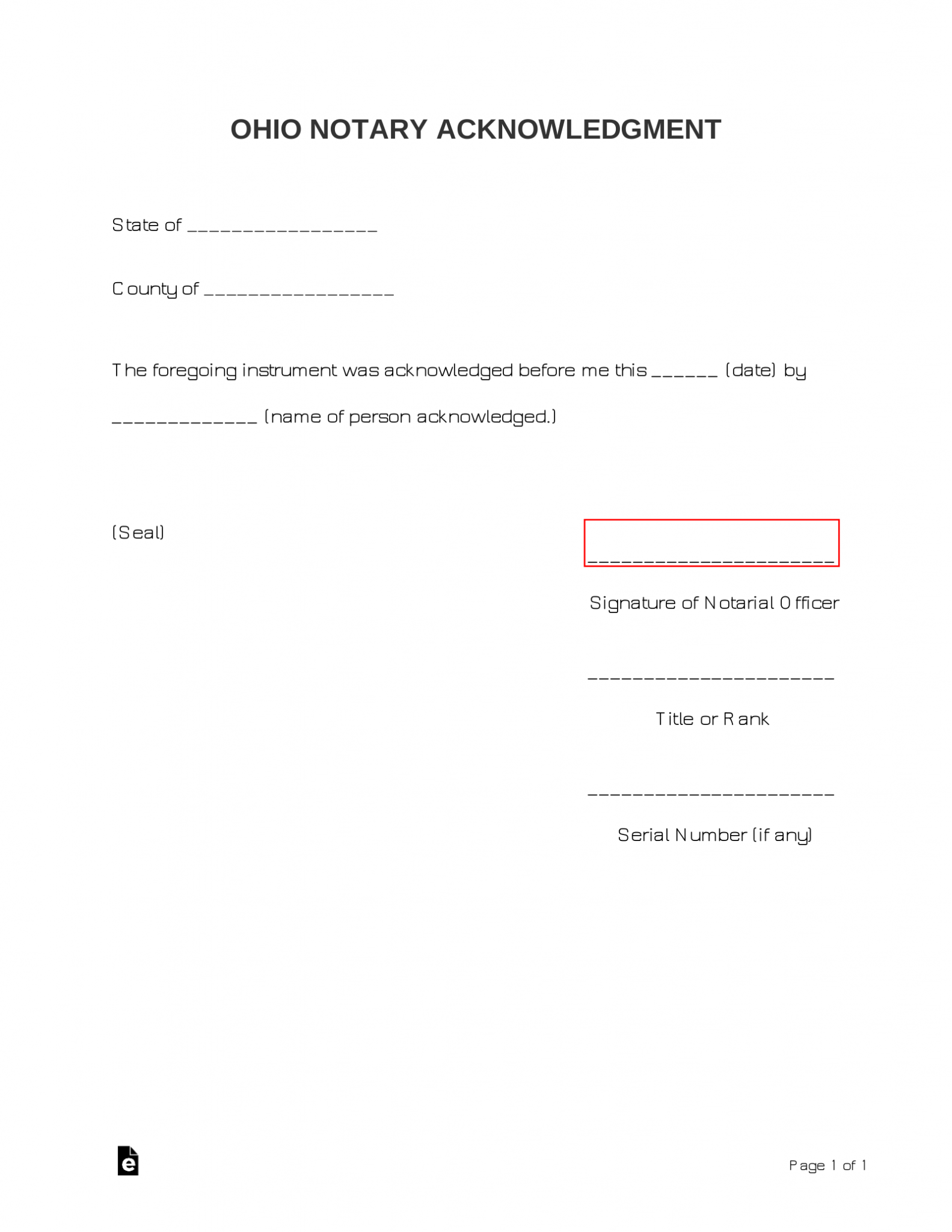 Free Ohio Notary Acknowledgment Form - PDF | Word – eForms