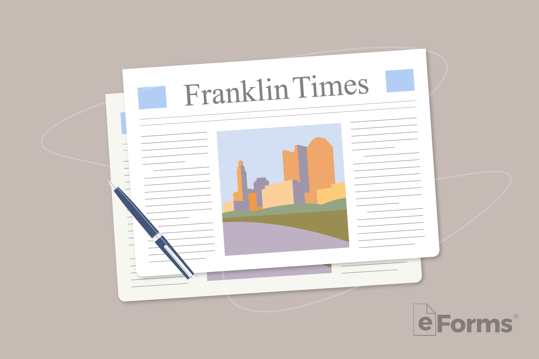 Ohio newspaper on table with pen.
