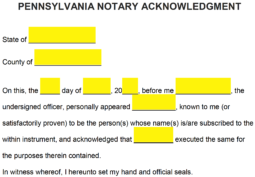 Free Pennsylvania Notary Acknowledgment Form - PDF | Word – eForms